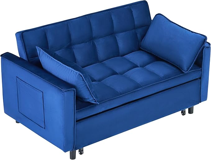 Ball & Cast 3 in 1 Convertible Sleeper Sofa Bed, Velvet Futon Couch - Image 8