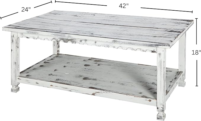 Country Cottage 42-Inch Farmhouse Coffee Table - Image 4