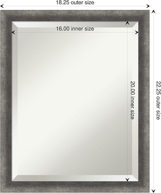 Amanti Art Grey Wall Mirror 22x18 Burnished Concrete Narrow Rectangle Bathroom - Image 4