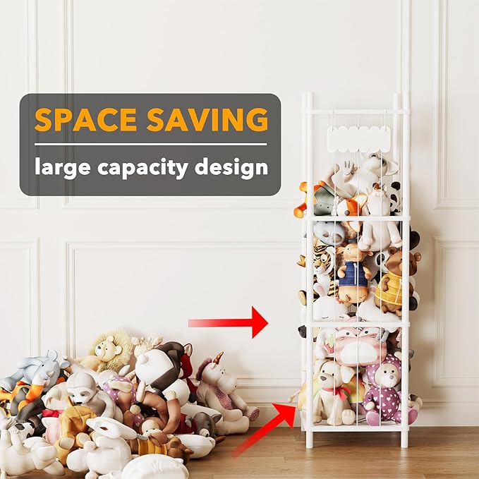 SpaceAid Stuffed Animal Storage Organizer, Wood Animals Zoo Toy Plushies - Image 3
