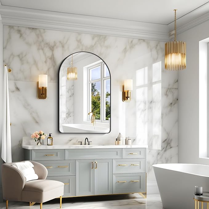 Arched Bathroom Mirror, Wall Mounted Mirror, Living Room, Hanging or Leaning - Image 4