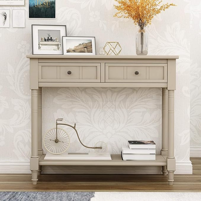 Bellemave Console Table with Drawers, Retro Entryway Table with 2 Drawers and by Bellemave