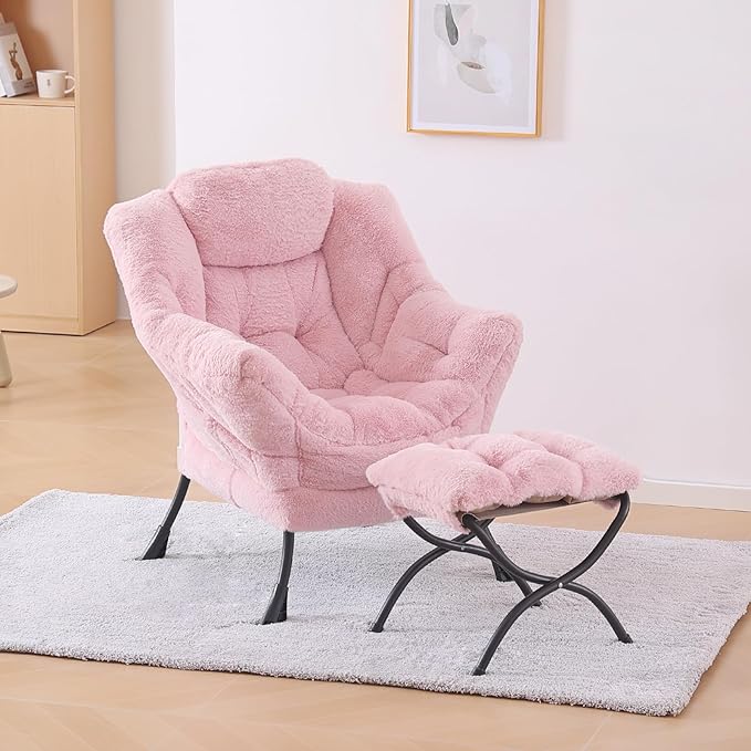 Plush Lazy Chair and Ottoman, Large Contemporary Accent Lounge Chair - Image 5