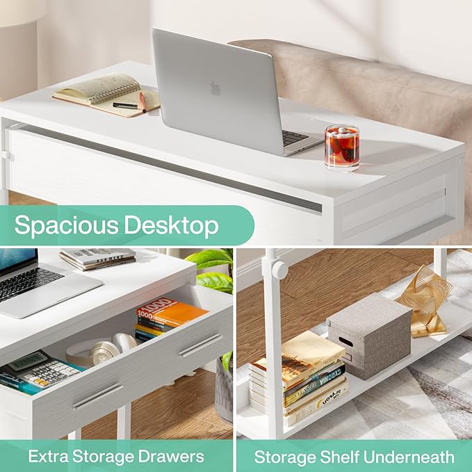 Tribesigns Portable Desk with Drawers, Mobile Laptop Desk with Wheels, Sofa - Image 7