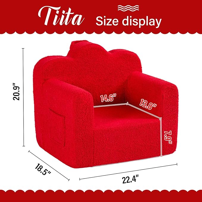 Tiita Kids Couch Plush Toddler Chair, Cloud-Like Glow in The Dark Kids Sofa - Image 3
