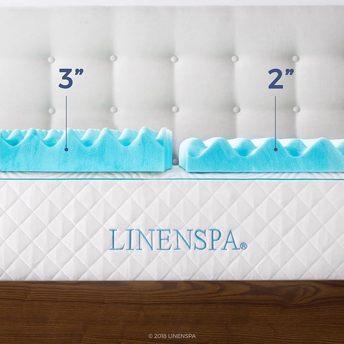 Linenspa 3 Inch Convoluted Gel Swirl Memory Foam Mattress Topper - Image 5