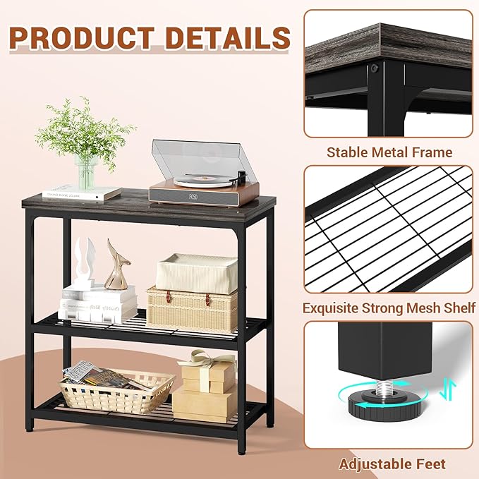 32" Small Console Table, 3-Tier Entryway Table, Sofa Table - Image 6