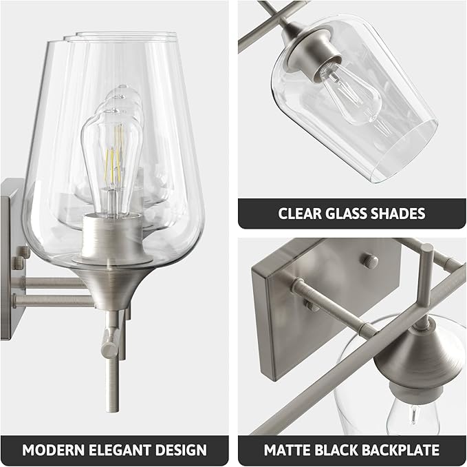 VONLUCE Bathroom Vanity Light, 3 Light Bathroom Light Fixture Over Mirror - Image 3