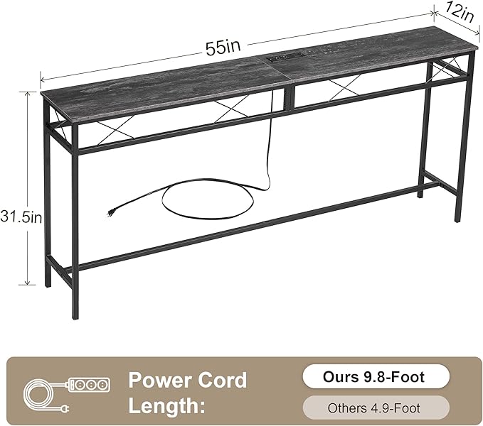 VECELO 55In Extra Long Narrow Sofa/Console Table - Image 3