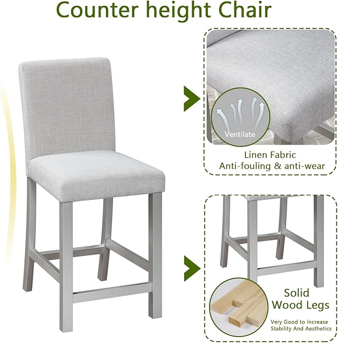 KEIKI 5-Piece Counter Height Dining Table Set - Image 5