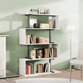 5-Tier Geometric Bookshelf, S Shaped Bookcase, 31.5" W x 58.3" H Wood by GRUSIGN