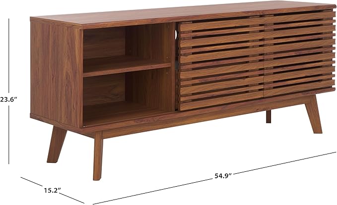 SAFAVIEH ESMA TV Stand for up to 60" Flatscreen – Walnut Brown, Low Sideboard - Image 2