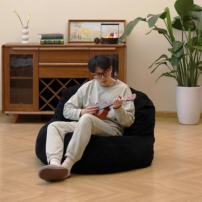 N&V Large Crescent Bean Bag Chair, Adult Size Bean Bag Sack, Foam Filling - Image 4