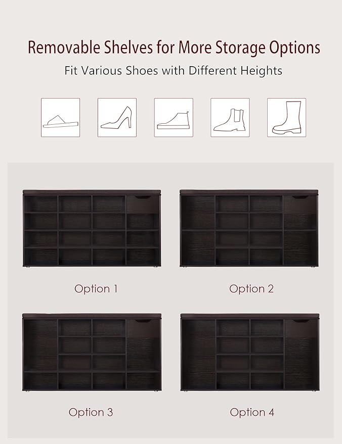 DINZI LVJ Shoe Bench, Entryway Storage Bench - Image 7