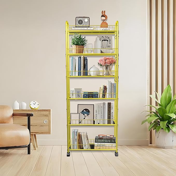 6-Tier Slim Storage Cart with Wheels, 6in Narrow Rolling Shelf, Sturdy Slim - Image 4