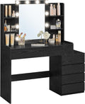 VASAGLE Vanity Desk with Mirror and LED Lights, Makeup Vanity with 6 Drawers by VASAGLEbySONGMICSHOME