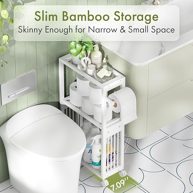 AmazerBath White Toilet Paper Holder Storage - Image 3