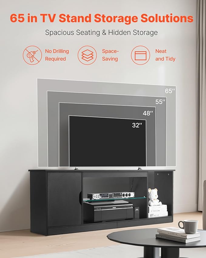 VEVOR TV Stand for TVs up to 65 inch, Modern Entertainment Center - Image 2