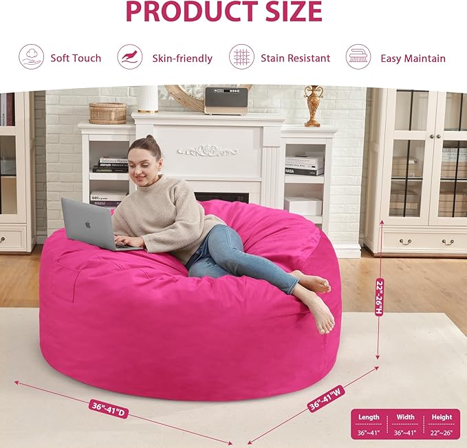 3FT Bean Bag Chair, Comfy Bean Bag Chairs - Image 3