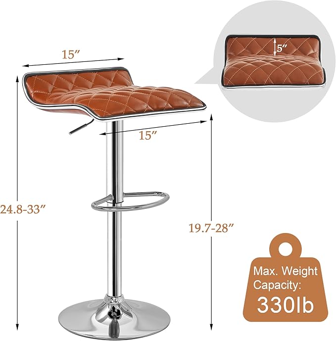 VECELO Bar Stools Set of 4, Adjustable Bar Stools, Bar Height Stools - Image 7
