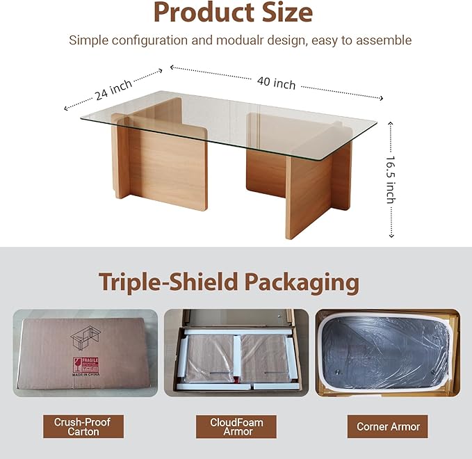Modern Glass Coffee Table, Artistic Rectangular Coffee Table - Image 2