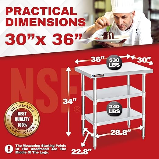 DuraSteel Food Prep Stainless Steel Table - Image 3