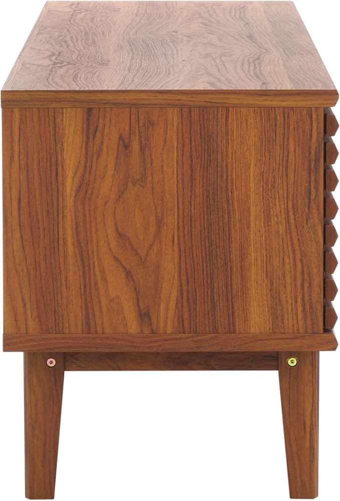SAFAVIEH Aricia TV Stand for up to 65" Flatscreen – Walnut, 2 Sliding Doors - Image 5