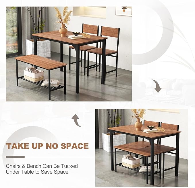 Giantex Dining Table Set for 4, Dining Bench - Image 7