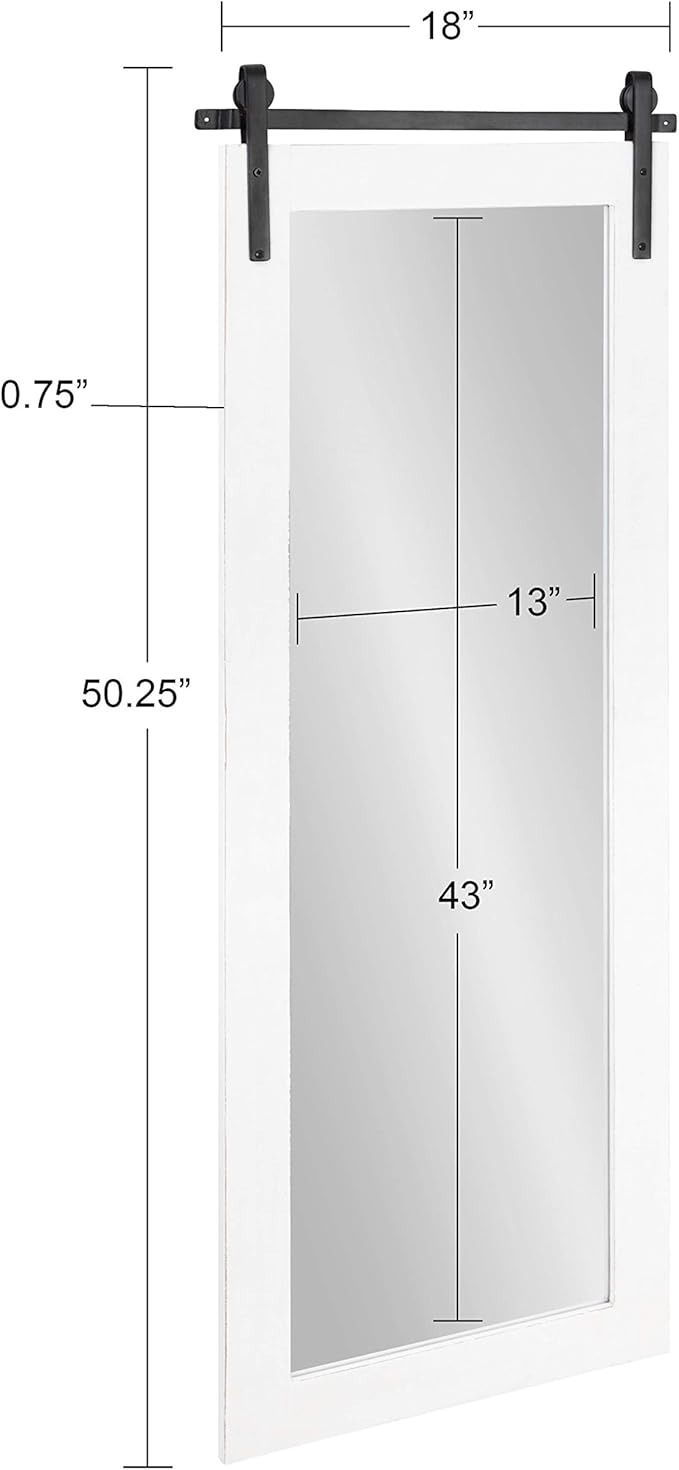 Kate and Laurel Cates Farmhouse Wood Framed Full Length Panel Mirror, 18 x 50 - Image 6