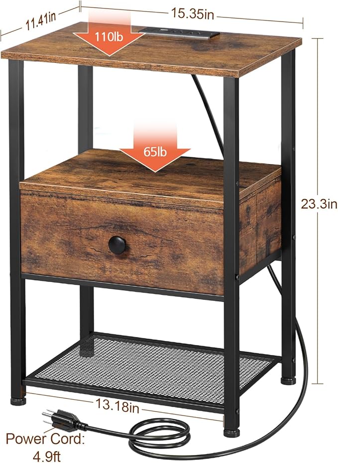 Night Stand Set 2, LED Nightstand - Image 3