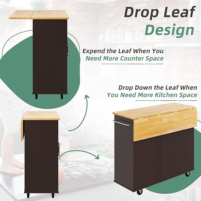 Shintenchi Rolling Kitchen Island Cart - Image 3