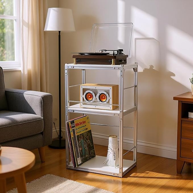 Record Player Stand with Vinyl Record Storage, End Table Style Record Stand - Image 6