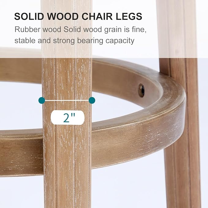 Cow top Leather Wooden Bar Stools, 360 Degree Swivel Bar Height Chair - Image 8