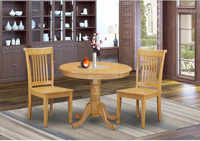 East West Furniture ANPO3-OAK-W 3 Piece Dinette Set - Image 6
