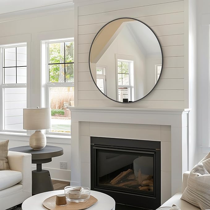HOMECOOKIN Round Wall Mirror 28" Black Circle Mirror - Image 5