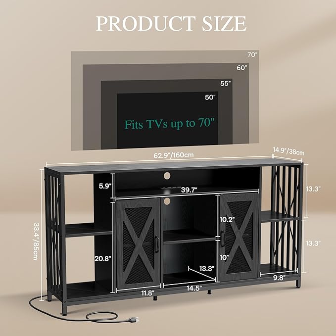YITAHOME 33.5'' Tall TV Stands for Living Room, TV Entertainment Center - Image 2
