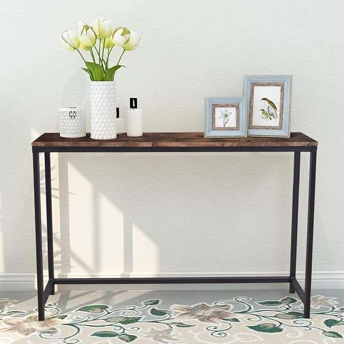 HOMERECOMMEND Rustic Brown Console Table - Image 3