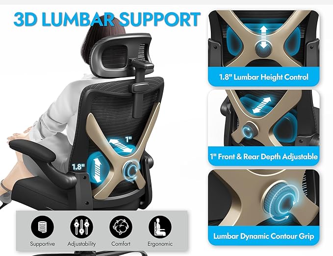 Ergonomic Office Chair-Mesh Computer Desk Chair Comfy, High-Back Gaming Chairs - Image 4
