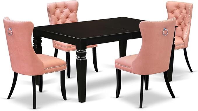 East West Furniture LGDA5-BLK-23 5 Piece Dinette Set Includes a Rectangle by EastWestFurniture