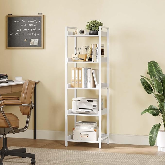 Rolanstar Bookshelf, 5-Tier Storage Rack, Narrow Corner Bookshelf, Display - Image 5
