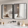 Hasipu 2 PCS Bathroom Mirror for Wall, 30 x 24 Inch Black Metal Framed Bathroom by Whatssuitableisthebest