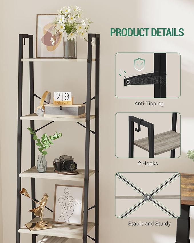 Ladder Shelf, Bookshelf Bookcase, Freestanding Corner Storage Shelve - Image 3