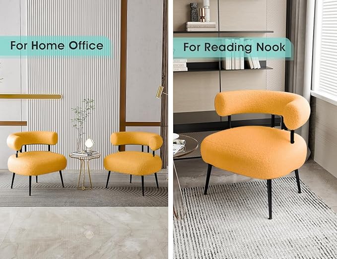 Modern Accent Chair, Round Upholstered Barrel Armchair - Image 3