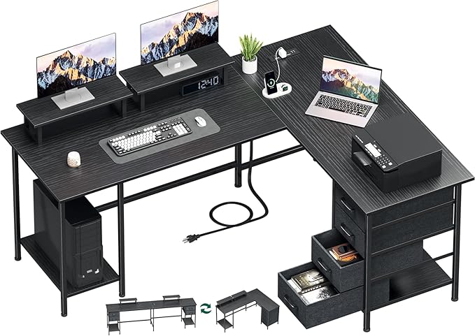 59 inch L Shaped Computer Desk by Korfile