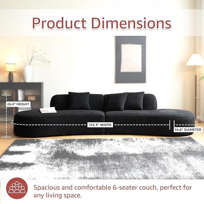 Container Furniture Direct 132" Curved Sofa - Image 3