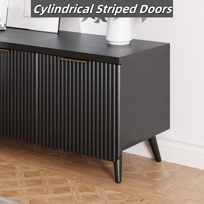 TV Stand for Living Room, Fluted Television Cabinet - Image 5