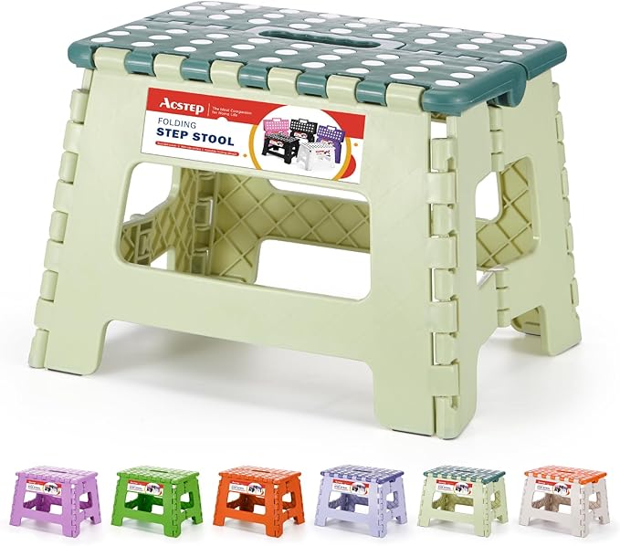 ACSTEP 9 Inch Folding Step Stool 300 LB Capacity Plastic Foldable Step Stools by ACSTEP