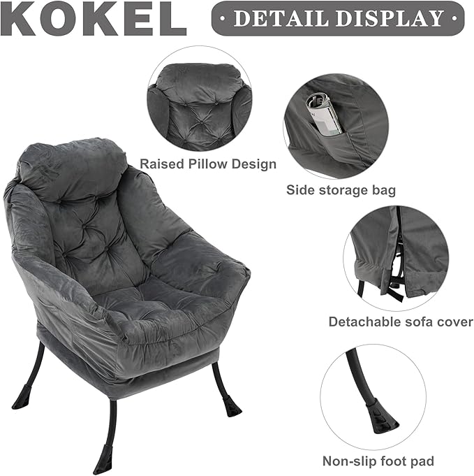 Lazy Chair with Folding Ottoman, Living Room Accent Contemporary Lounge Chair - Image 4