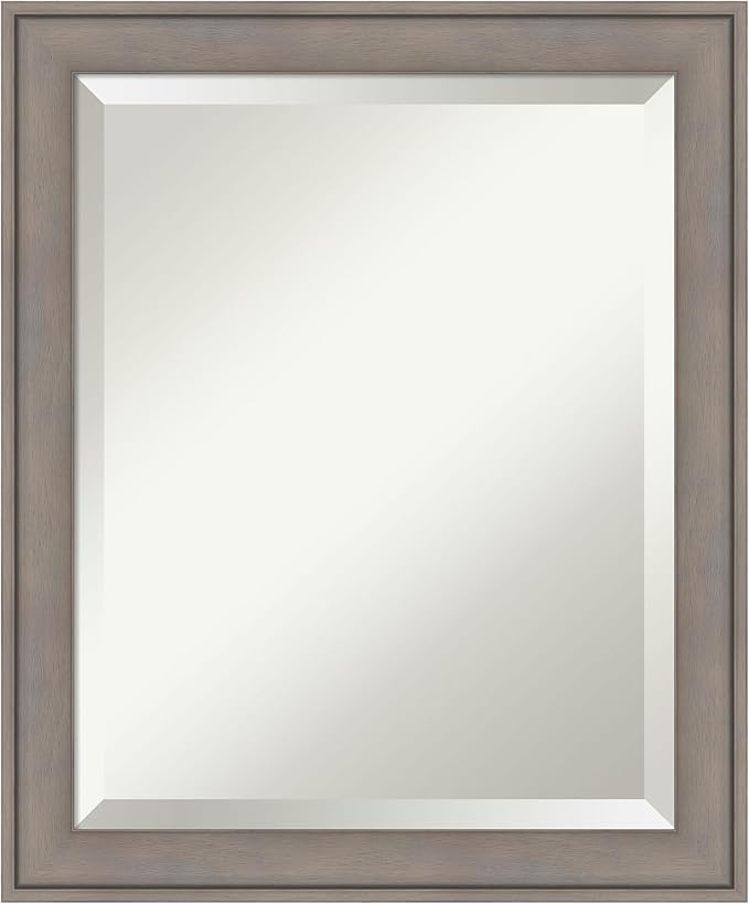 Amanti Art Grey Wall Mirror 24x20 Greywash Rectangle Bathroom Mirror by AmantiArt