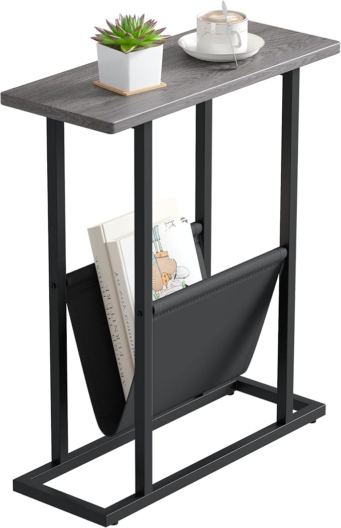 Yusong Small Narrow Side Table for Small Spaces, 17.7" W Slim End Table by Yusong